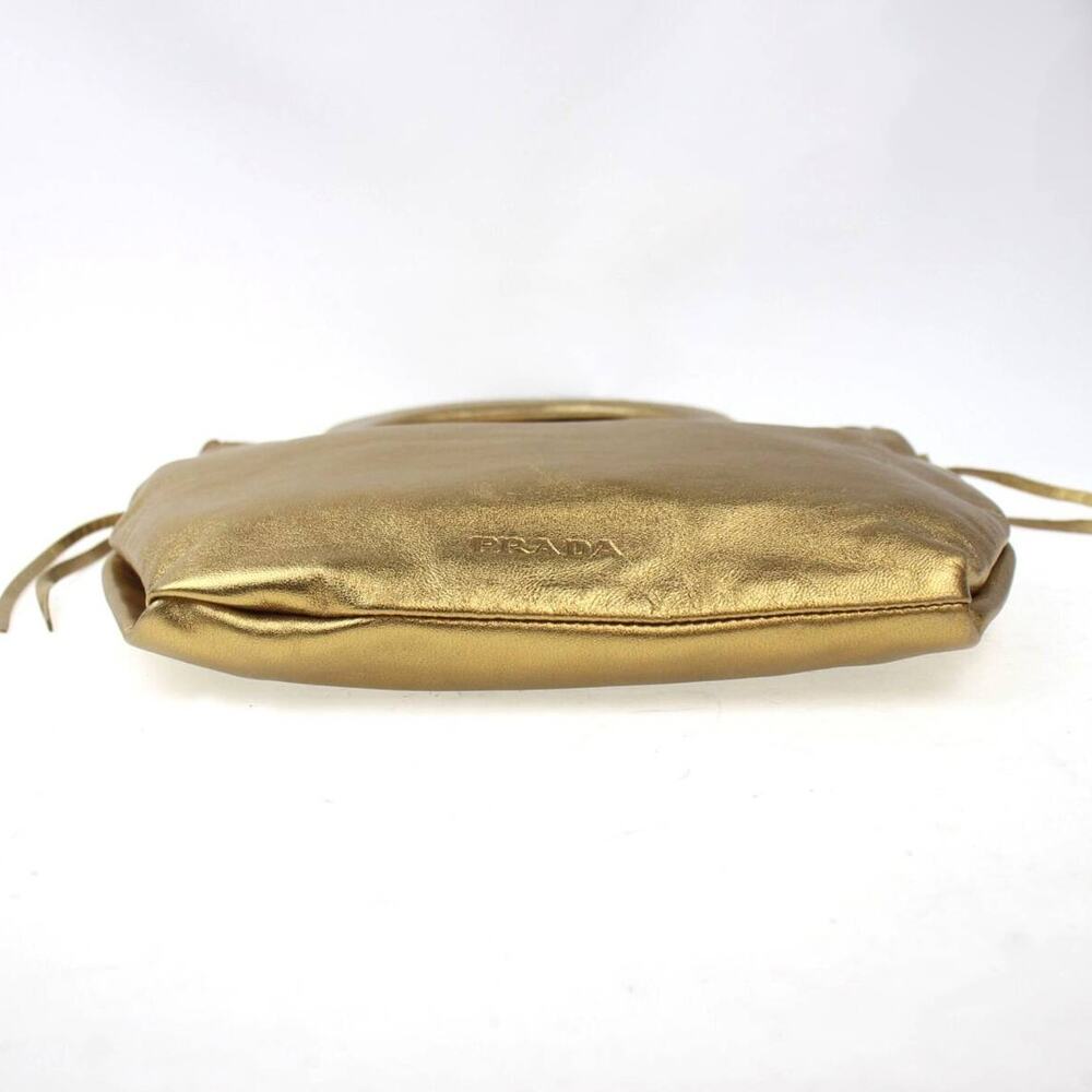 Prada Metallic Gold Leather Tote Crossbody Bag - Picture 5 of 9